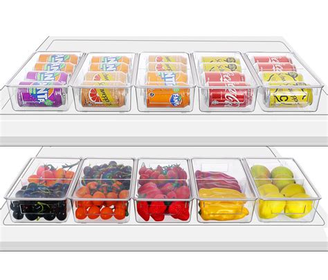 Buy Refrigerator Organizer Bins with Lids, ESARORA 10 PACK Stackable ...