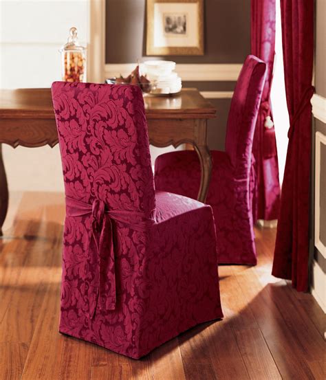 Scroll Long Dining Chair Slipcover Burgundy Gordmans