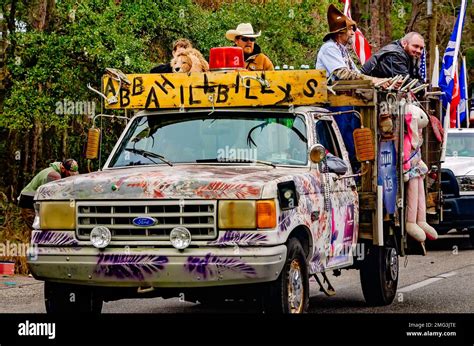 Members Of The Abba Shriners Ride A Mardi Gras Float During The Krewe