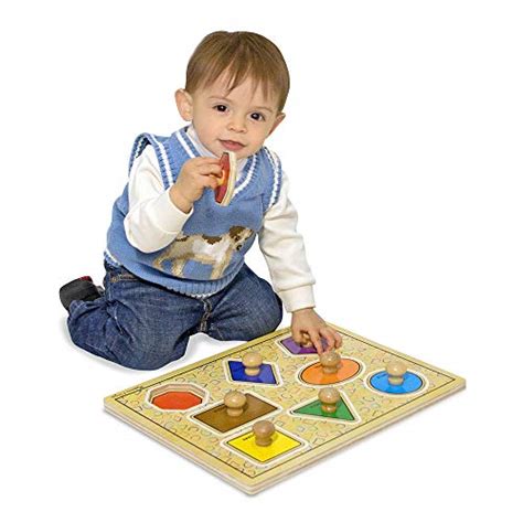 Melissa Doug Deluxe Jumbo Knob Puzzle Geometric Shapes Vehicles