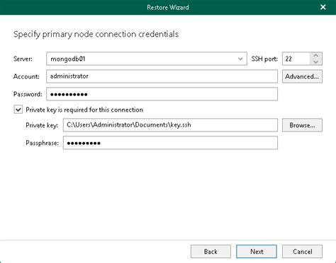 Step Specify Primary Node Credentials Veeam Backup Explorers Guide