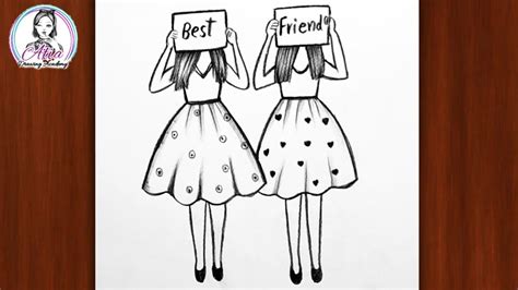 How To Draw Best Friends How To Draw Bff Girls Bff Drawing Easy