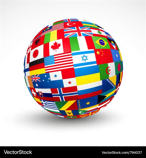 World Flags Sphere Royalty Free Vector Image Vectorstock