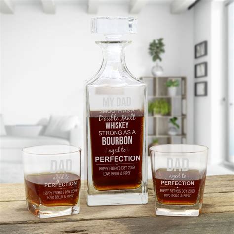 Bourbon Decanter Set Whiskey Glasses Fathers T T Fo Him