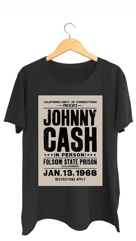 Camiseta JOHNNY CASH 100 algodão corte a fio preta beatshirts