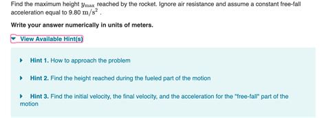 Solved A Rocket Initially At Rest On The Ground