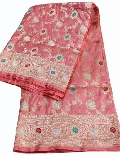 Peach Weaving Pure Banarasi Silk Saree 6 3 M With Blouse Piece At Rs