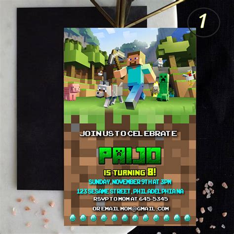 Minecraft Birthday Party Invitation Carte Invitation Minecraft Okgo Net