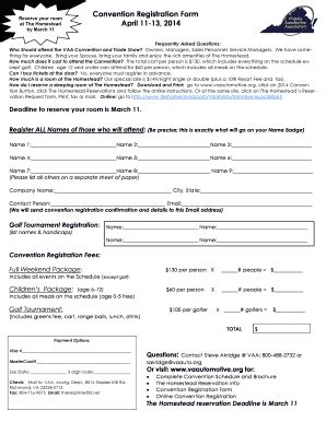 Fillable Online Convention Registration Form April Fax