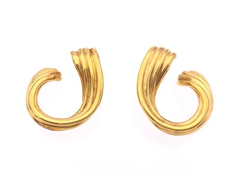 Lot 14k Yellow Gold Hollow Twist Hoop Earrings