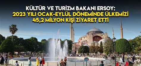 Kültür ve Turizm Bakanı Ersoy 2023 yılı ocak eylül döneminde ülkemizi