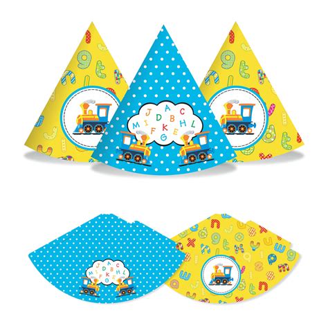 Alphabets And Train Theme Hats Alphabets And Train Party Hats