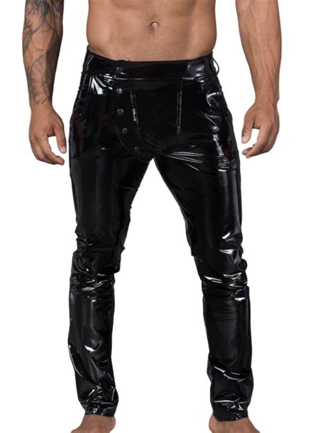 Noir Handmade Fetisj Vinyl Lak Heren Strip Broek Cocolamar Be