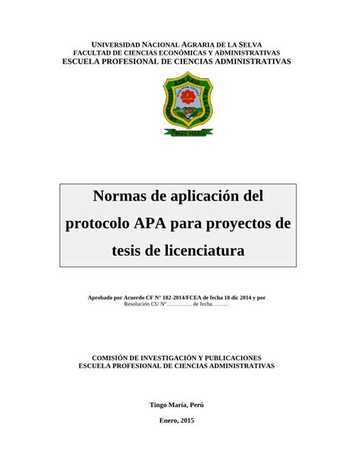 Pdf Normas De Aplicaci N Del Protocolo Apa Para Proyectos De