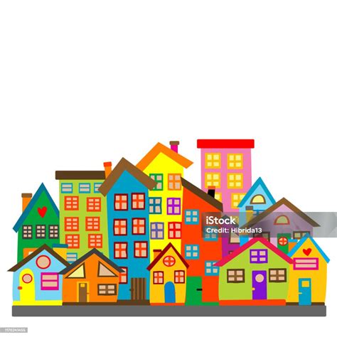 Desenho De Casinhas Coloridas - Vetores de Casas Coloridas Dos Desenhos Animados e mais imagens de ...