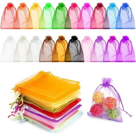 100 Pcs Couleur Organza Sachets Sachets Pochettes Cadeau En Organza