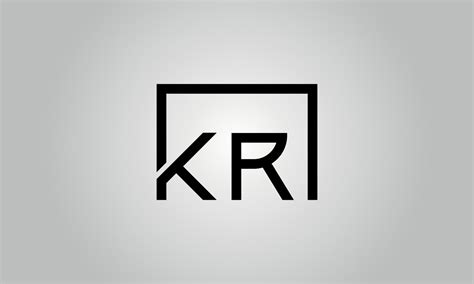 Letter KR logo design. KR logo with square shape in black colors vector ...