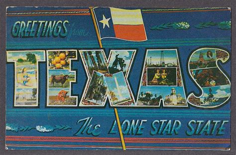 Greetings From Texas Lone Star State Large Letter Postcard S