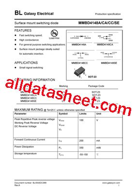 Mmbd Ca Datasheet Pdf Galaxy Semi Conductor Holdings Limited