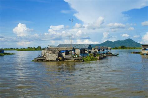 Makong River At Kampong Chhnang Province Of Cambodia Stock Photo