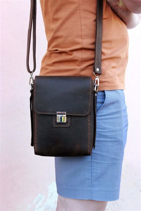 Mens Shoulder Bag Small Leather Bag For Men Leather Bag Etsy