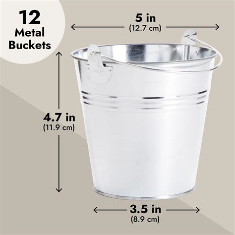 ArtCreativity Mini Galvanized Metal Buckets With Handles Set Of 12