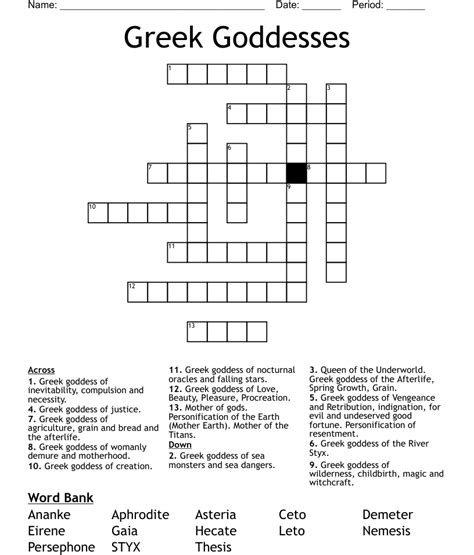 Greek Goddess Of Destiny Crossword