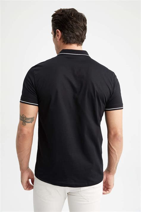 Black Man Modern Fit Polo Neck Short Sleeve T Shirt Defacto