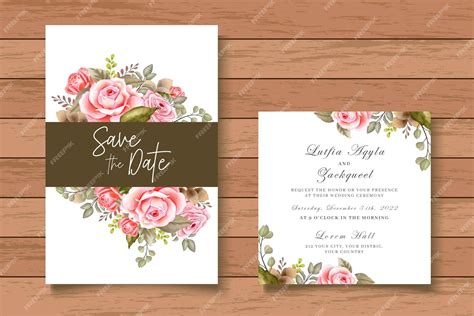 Premium Vector Beautiful Watercolor Floral Wedding Invitation Card Set