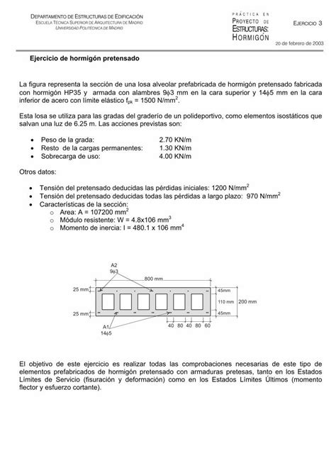 Pdf Ejercicio De Hormig N Pretensado Hormigonarmado