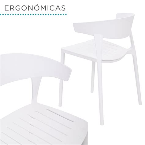 Set Sillas Comedor Apilables Pl Stico Interior Exterior Blanco Eke