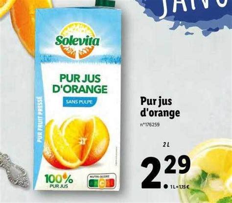 Promo Pur Jus D Orange Solevita Chez Lidl