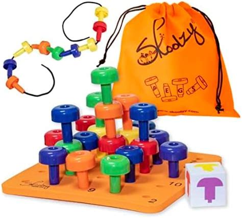 Amazon.com: Skoolzy Toddler Peg Board 34 pcs with Foam Board, Lacing ...