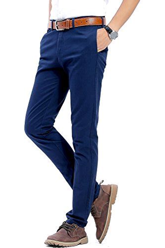 INFLATION Men's Stretchy Slim Fit Casual Pants,100% Cotton Flat Front ...