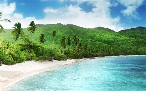 Wallpaper Landscape Sea Bay Beach Coast Tropical Island Lagoon