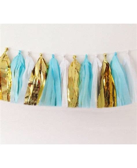 Light Blue Metallic Gold And White Tissue Paper Tassel Etsy