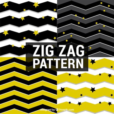 Set Van Zig Zag Strepen En Sterren Gratis Vector