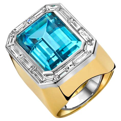 18kt Gold Ring GRS Certified Santa Maria Aquamarine 15 6ct Estate