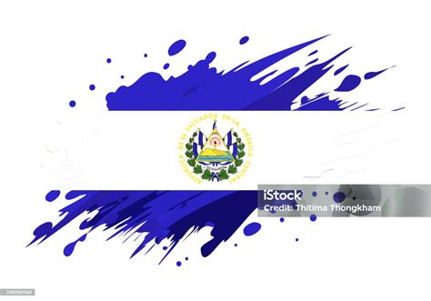 Vetores De Bandeira De El Salvador Pintada Com Pincelada Grunge Bandeira De Aquarela E Mais