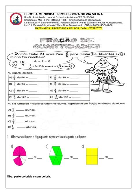 Fração Atividades 4 Ano Librain