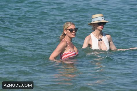 Hofit Golan Sexy In A Red And White Striped Bikini At The Beach In St