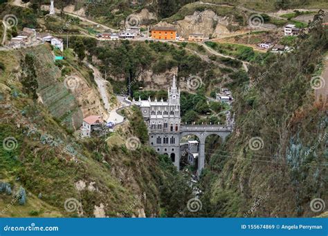 Las Lajas Cathedral stock image. Image of gothic, cable - 155674869