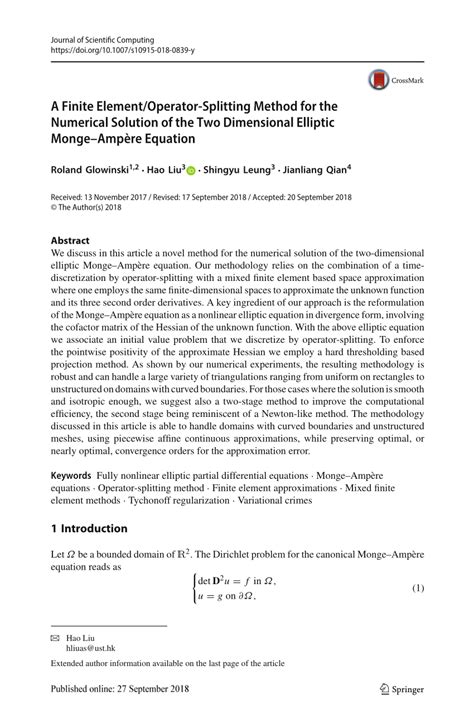 PDF A Finite Element Operator Splitting Method For The Numerical