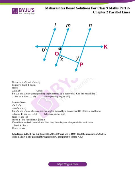 Msbshse Solutions For Class Maths Part Chapter Parallel Lines