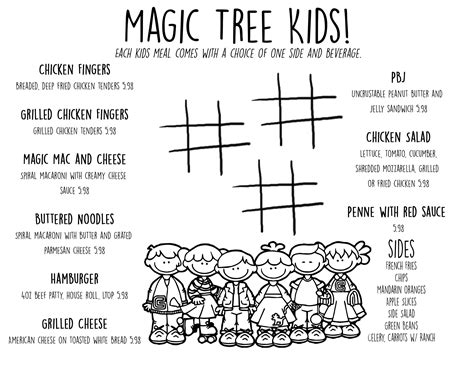 Kids Menu - Magic Tree Pub & Eatery