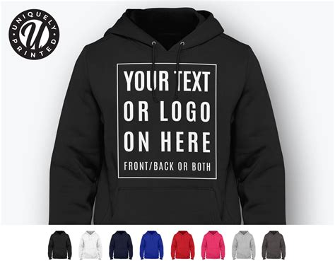 Personalised Hoodie Custom Printed Your Text Logo Design Unisex Hoody