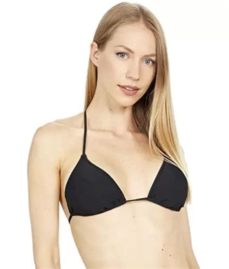 Volcom Simply Mesh Tri Bikini Top Black Womens Size S E1104 For Sale