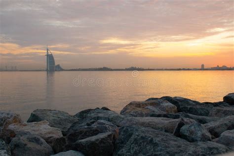 Dubai Sunrise stock photo. Image of rocks, dubai, burj - 131910834