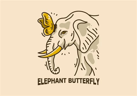 Vintage illustration of butterfly on elephant head 15321744 Vector Art ...