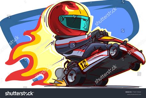 Cartoon Go Kart Racer Vector Illustration Stock Vector Royalty Free